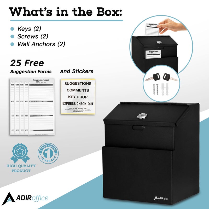 Adir Corp. Steel Suggestion/Key Drop Box (Black) - Image 2